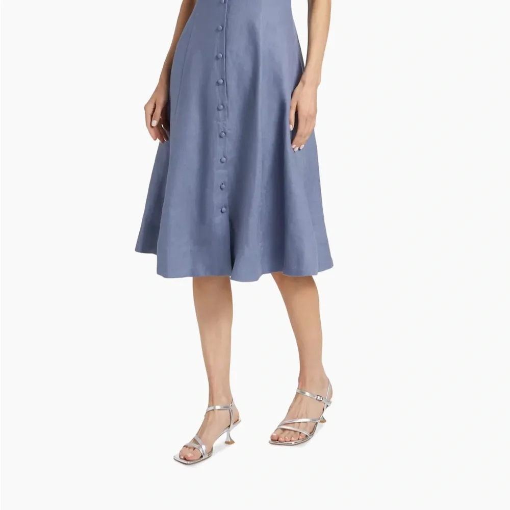 Reformation Sebastien linen midi dress in cornflower - size 8 - Picture 7 of 11